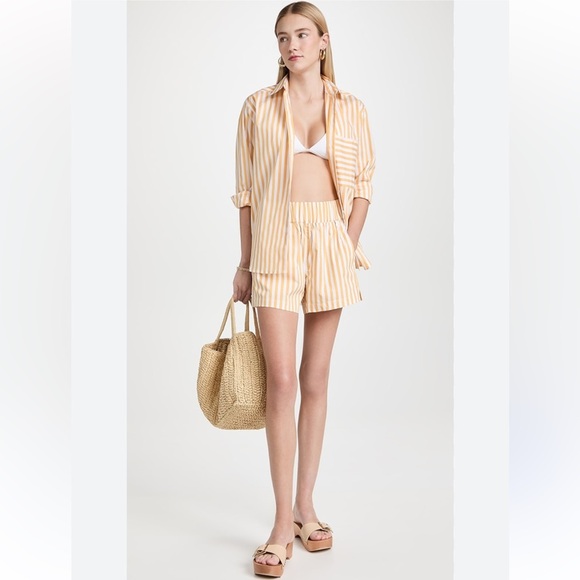 AYR Yellow White The Deep End Oversized Cotton Striped Button Down Shirt Size XS - Picture 3 of 13